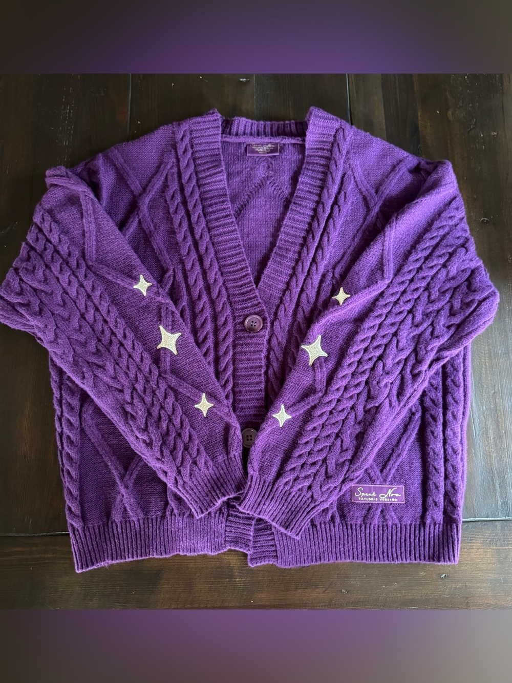 Taylor Swift Speak Now Taylors Version Purple Cable Knit Star Cardigan S\M